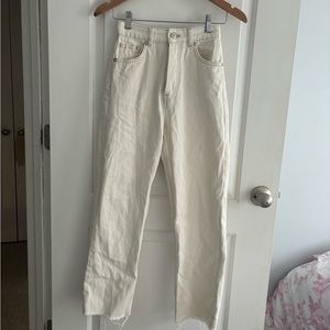 White Zara Straight Leg Jeans